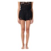 Zwarte Zijde Blend Kant Shorts Anine Bing , Black , Dames