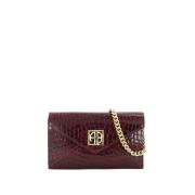 Burgundy Leren Kleine Clutch Schoudertas Anine Bing , Red , Dames