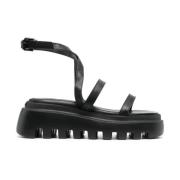 Casual Zwarte Leren Sandalen Vic Matié , Black , Dames