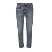 Stretch Denim 5-Pocket Broek Eleventy , Blue , Heren