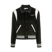 Geborduurde Corduroy Varsity Bomberjack Sporty & Rich , Green , Dames