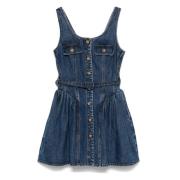 Blauwe Denim Jurk met Gouden Knopen Self Portrait , Blue , Dames