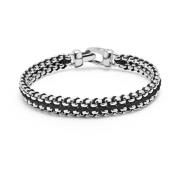 Men's Black Woven 8mm Box Chain Bracelet in Silver Nialaya , Gray , He...