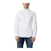 Katoenen Lange Mouw Shirt Collectie Armani Exchange , White , Heren