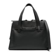 Zwarte kalfsleren tote tas met pebbled textuur Orciani , Black , Dames