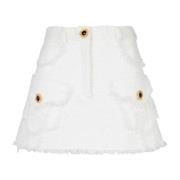 Tweed Trapeze Rok Balmain , White , Dames