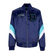 Navy Satin Bomber Jacket Men's Dolly Noire , Blue , Heren