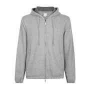 Kasjmier Hoodie Volledige Rits Jersey Wol Eleventy , Gray , Heren