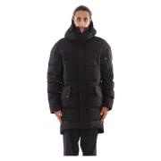 Zwarte Mid-Length Down Parka Krakatau , Black , Heren