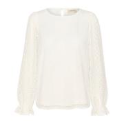 Elegante Snow White Geborduurde Blouse Cream , White , Dames