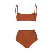 Terra Cotta High-Waisted Bikini Set Lido , Brown , Dames