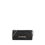 Elegante Zwarte Handtas met Gouden Details Moschino , Black , Dames