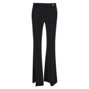 Zwarte Wollen Flared Broek met Medusa Detail Versace , Black , Dames