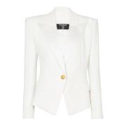 Enknoop Crepe en Satijnen Jas Balmain , White , Dames