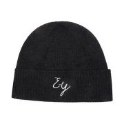 Geborduurde Wollen Beanie Hoed Eleventy , Black , Unisex