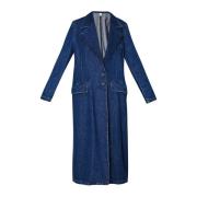 Lange Denim Jas met Knoopsluiting Liu Jo , Blue , Dames