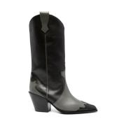 Zwarte Kalfsleren Cowboy Boot Ariel aeyde , Brown , Dames