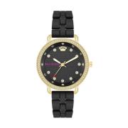 Zwarte Metalen Analoge Quartz Horloge Juicy Couture , Black , Dames