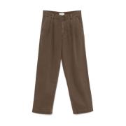 Bruine Katoenen Twill Plooi Broek Agolde , Brown , Heren