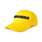 Gele Logo Baseball Cap 100% Katoen Dsquared2 , Yellow , Heren