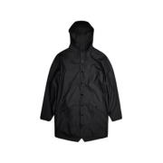 Zwarte Lange Jas Waterdicht Stijlvol Ontwerp Rains , Black , Dames