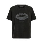 Acid Kiss Tee met Print Co'Couture , Black , Dames