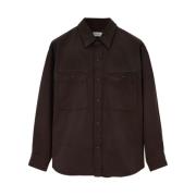 Bruine Denim Shirt met Snaps Lemaire , Brown , Heren