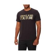 Zwarte Trendy Logo T-shirt Versace Jeans Couture , Black , Heren