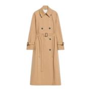 Waterdichte Wollen Blend Midi Trenchcoat Max Mara , Beige , Dames