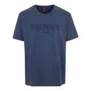 Blauw T-shirt voor mannen Balmain , Blue , Heren