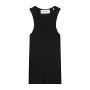 Zwarte Katoenen Rib Tanktop Róhe , Black , Dames