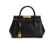 Iconische Zwarte Leren Schoudertas Dolce & Gabbana , Black , Dames