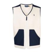 Gezellige Fleece Vest Jas Crème/Navy Polo Ralph Lauren , Beige , Heren