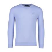 Lichtblauwe Ronde Hals Slim Fit Trui Polo Ralph Lauren , Blue , Heren