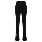 Zwarte Bloemen Geborduurde Hoge Taille Broek Blugirl , Black , Dames