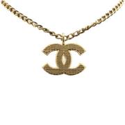 Pre-owned Metal necklaces Chanel Vintage , Yellow , Dames