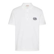 Katoenen Piqué Polo Shirt met VLogo Signature Patch Valentino , White ...