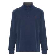 Katoenen Half-Zip Gebreide Kleding Polo Ralph Lauren , Blue , Heren