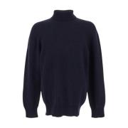 Wollen Turtleneck Gebreid Laneus , Blue , Heren