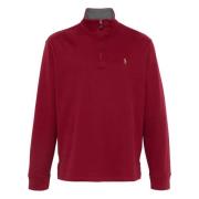 Geborduurde Katoenen Half-Zip Gebreide kleding Polo Ralph Lauren , Red...