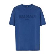 Blauwe T-shirts en Polos Balmain , Blue , Heren