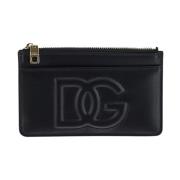 Leren Logo Portemonnee Dolce & Gabbana , Black , Dames