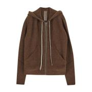 Wollen Hoodie Lang Gebreid Rick Owens , Brown , Heren