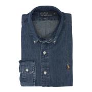 Blauw casual overhemd denim katoen slim fit Polo Ralph Lauren , Blue ,...