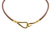 Pre-owned Leather necklaces Hermès Vintage , Brown , Dames