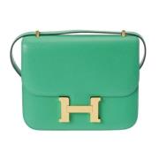 Pre-owned Leather handbags Hermès Vintage , Green , Dames