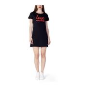 Katoenen Korte Jurk Lente/Zomer Collectie Love Moschino , Black , Dame...