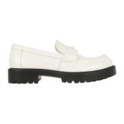 Witte Leren Loafers Elegante Stijl Tory Burch , White , Dames