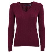 Bordeaux Gevlochten Sweater Polo Ralph Lauren , Red , Dames