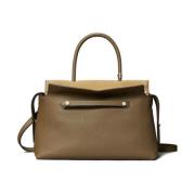 Bruine leren schoudertas met siernieten Tory Burch , Brown , Dames